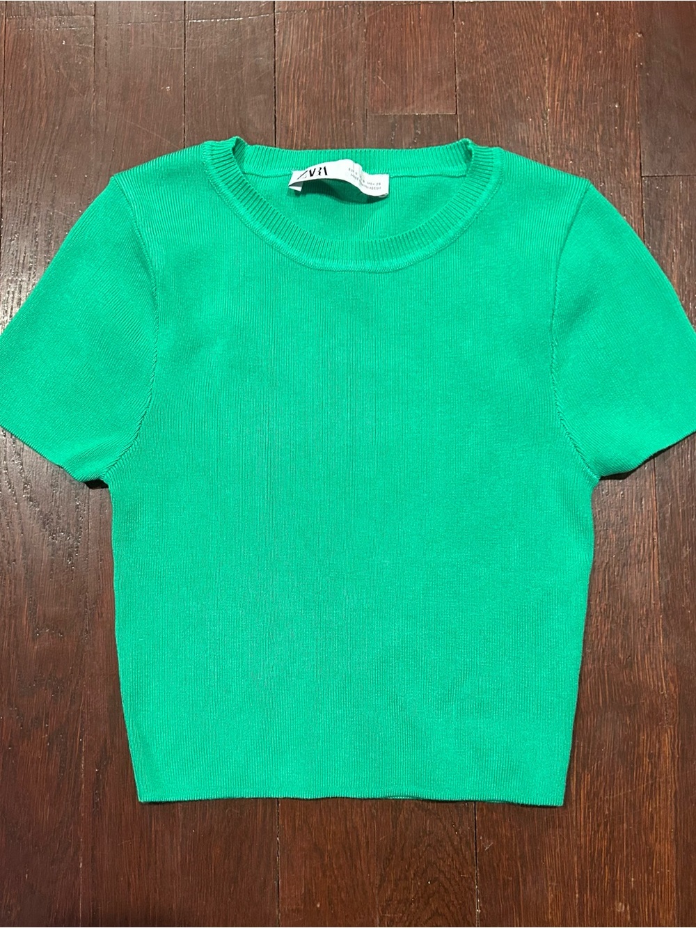 Zara Emerald Green Short Sleeve Knit Top